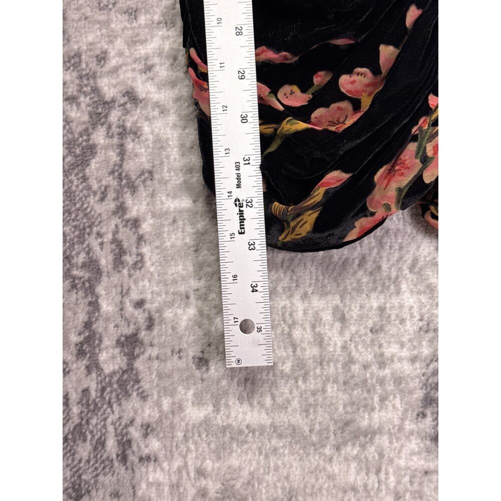 House Of CB Dress Small Womens Black Floral Velvet Ruched Mini Cocktail - Picture 7 of 9